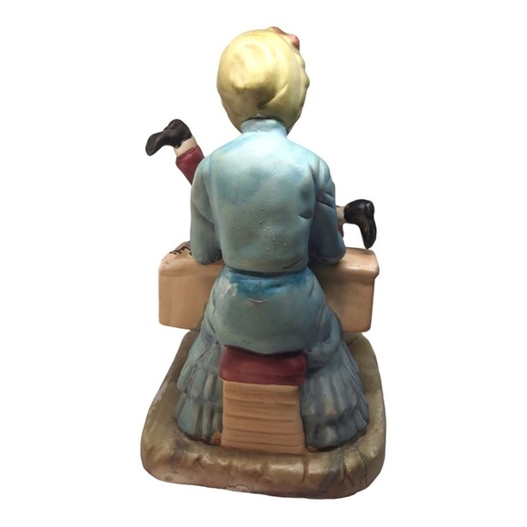 Vintage Original Art Mark Grandma Sewing Grandsons Pants Figurine - Picture 2 of 6